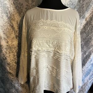 Karl Lagerfeld Elegant Cream Lace Women's Top